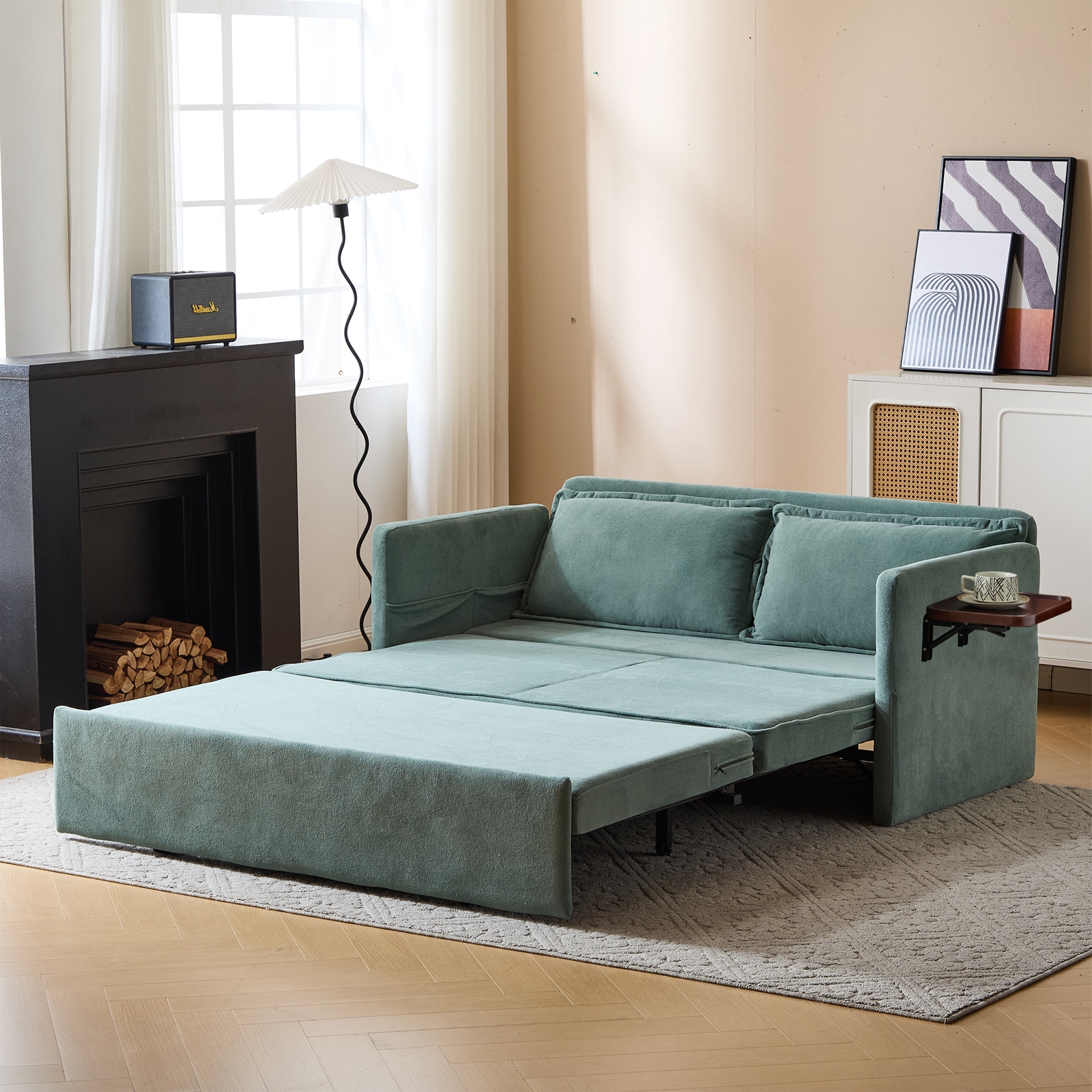 Adult Sleeper Chair Bed, 3-in-1 Convertible Sofa Chair Bed Pull-out Sofa Bed, Convenient Folding Tray Table with USB and Type-C Charging Ports Modern Loveseat for Living Room,LIGHTE-GREEN,Fabric Adult Sleeper Chair Bed, 3-in-1 Convertible Sofa Chair Bed Pull-out Sofa Bed, Convenient Folding Tray Table with USB and Type-C Charging Ports Modern Loveseat for Living Room,LIGHTE-GREEN,Fabric
